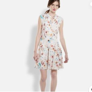 Rebecca Taylor Poppy Print Silk Godet Dress